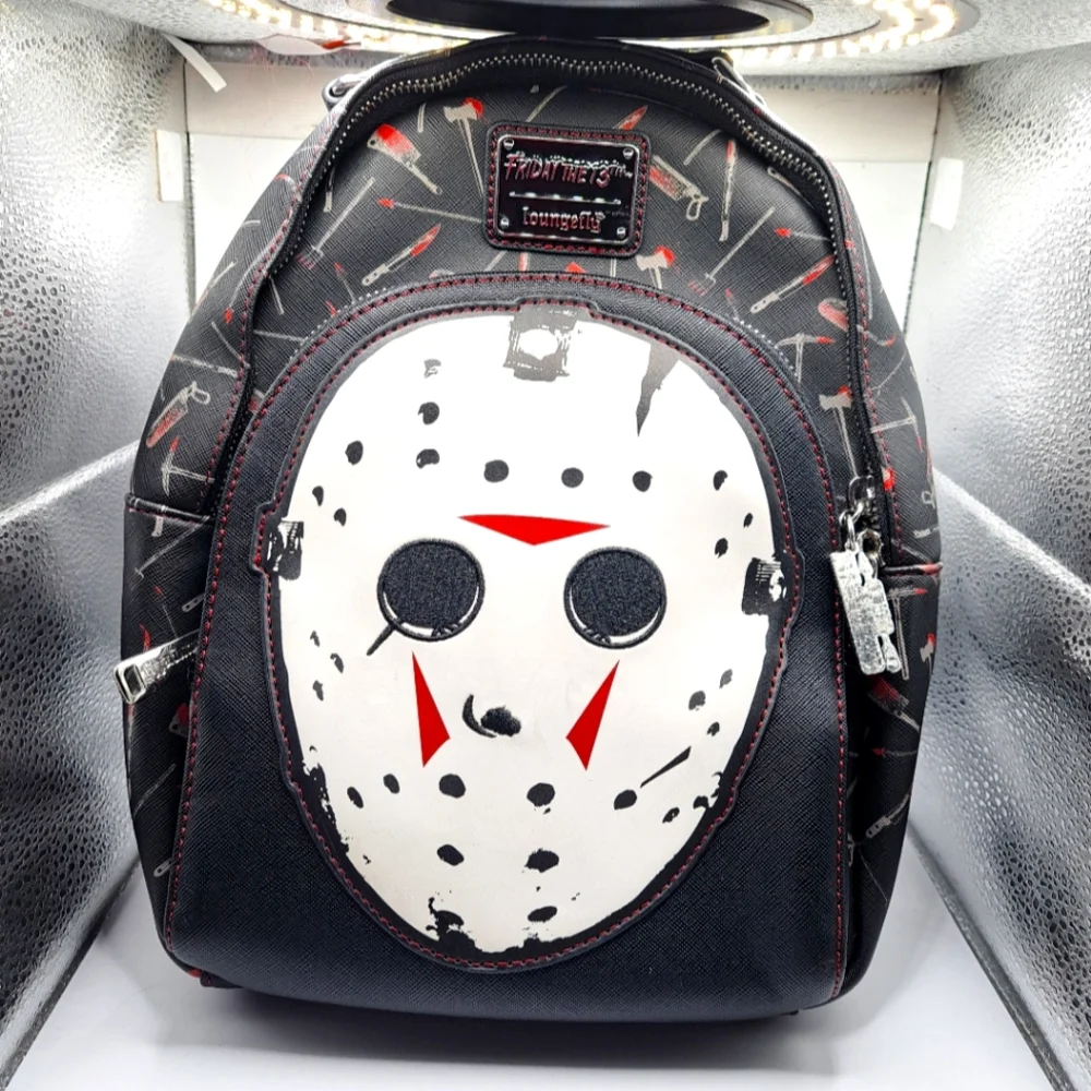 Loungefly x Friday the 13th Jason Mask Black Faux Leather Backpack